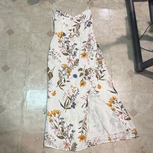 Reformation Cream and Blue Floral Dress